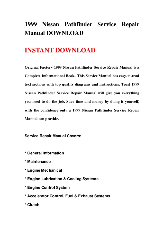 Nissan pathfinder service manual pdf